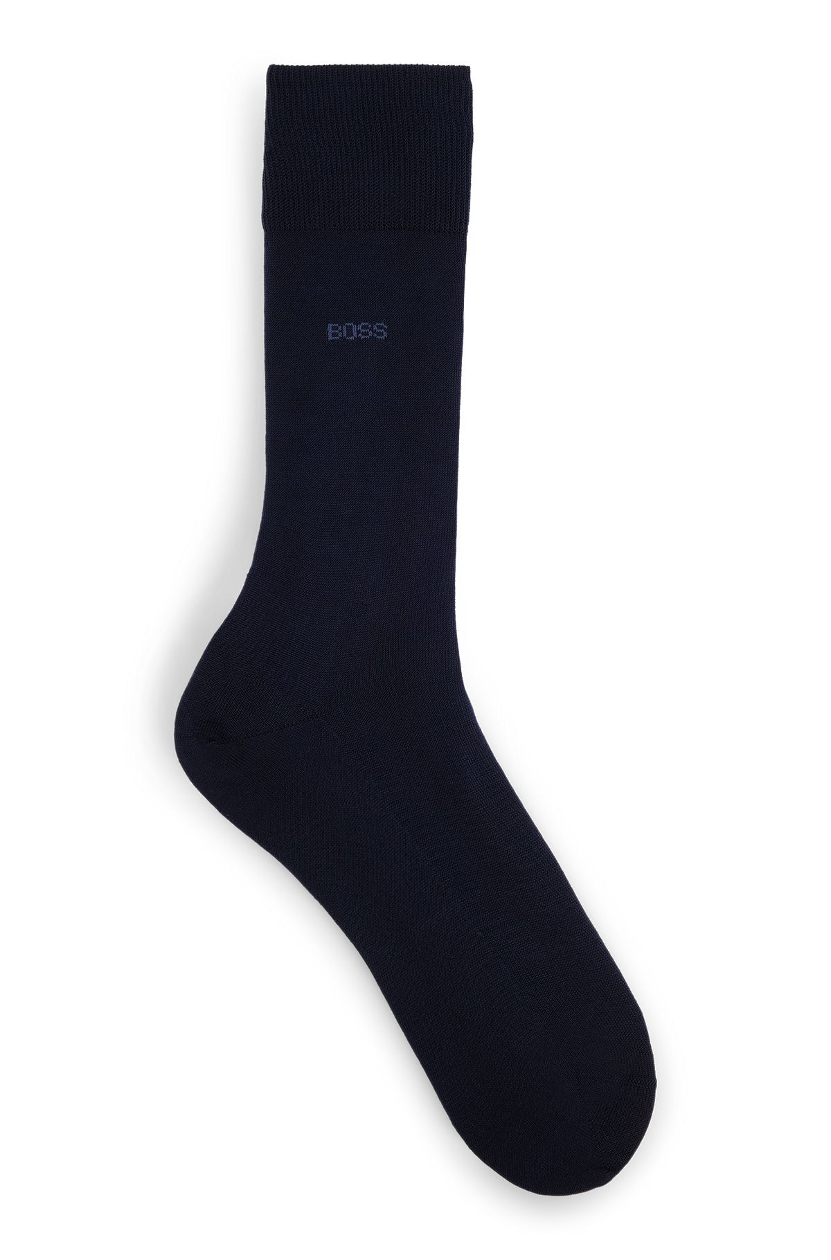 Mittelhohe Logo-Socken aus ägyptischer Baumwolle mit merzerisiertem Finish, Dunkelblau