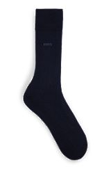 Regular-length logo socks in mercerised Egyptian cotton, Dark Blue