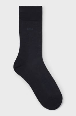 Regular-length logo socks in mercerised Egyptian cotton, Dark Blue
