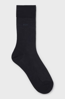 Regular-length logo socks in mercerised Egyptian cotton, Dark Blue