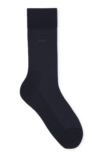 Regular-length logo socks in mercerised Egyptian cotton, Dark Blue