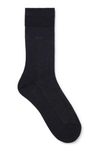 Chaussettes mi-mollet à logo en coton égyptien mercerisé, Bleu foncé