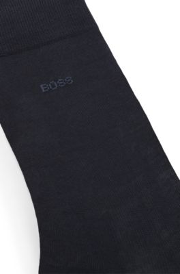 Regular-length logo socks in mercerised Egyptian cotton, Dark Blue