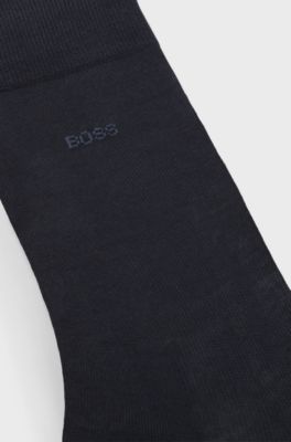Regular-length logo socks in mercerised Egyptian cotton, Dark Blue