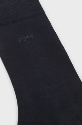 Regular-length logo socks in mercerised Egyptian cotton, Dark Blue