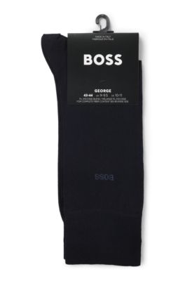 Regular-length logo socks in mercerised Egyptian cotton, Dark Blue