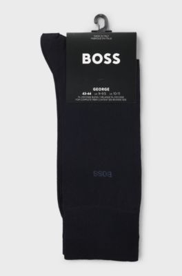 Regular-length logo socks in mercerised Egyptian cotton, Dark Blue