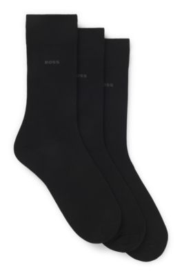 Three-pack of regular-length socks in stretch fabric, Black