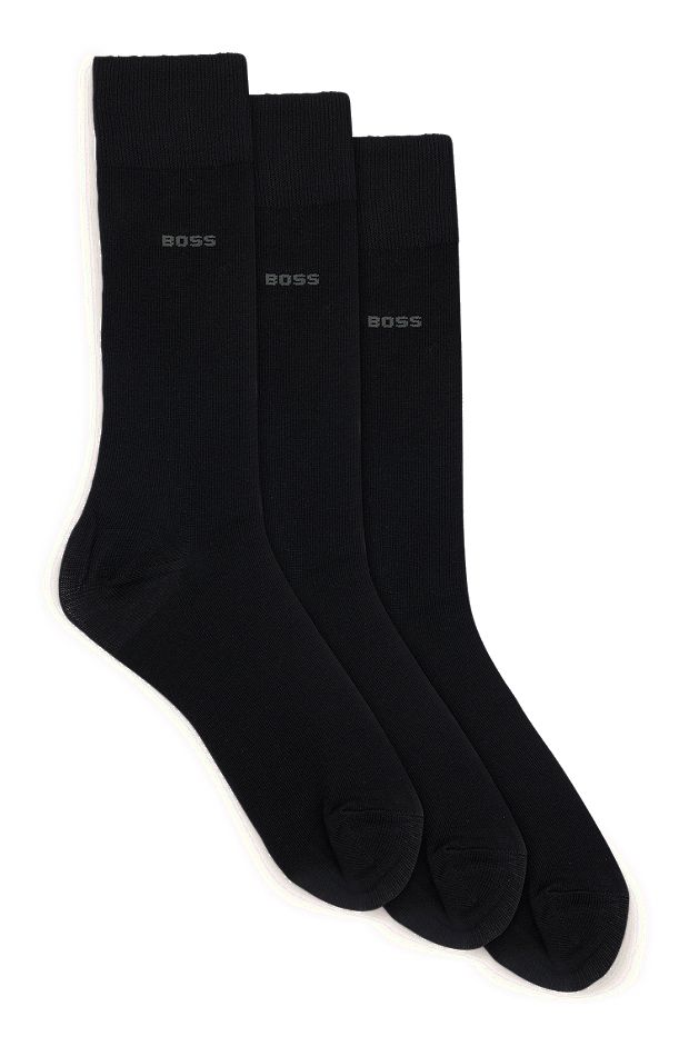 Dreier-Pack mittelhohe Socken aus Stretch-Gewebe, Schwarz