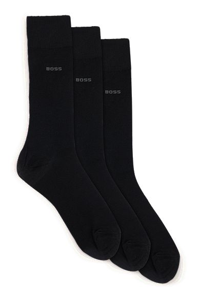 Conjunto de três pares de meias regulares em tecido elástico, Preto