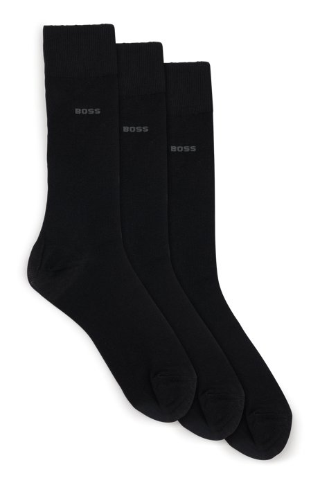 Набор из трех пар носков стандартной длины из эластичной ткани, Черный