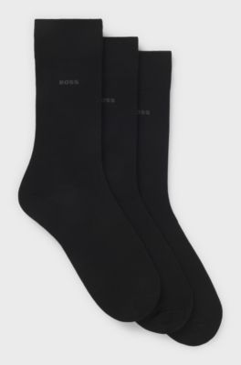 Three-pack of regular-length socks in stretch fabric, Black