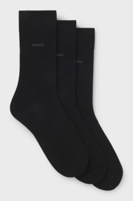 Dreierpack mittelhohe Socken aus Stretch-Gewebe, Schwarz