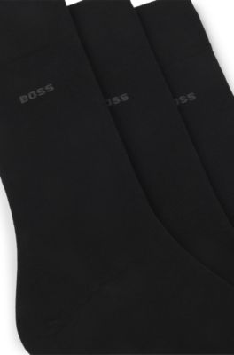 Three-pack of regular-length socks in stretch fabric, Black