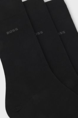 Dreierpack mittelhohe Socken aus Stretch-Gewebe, Schwarz