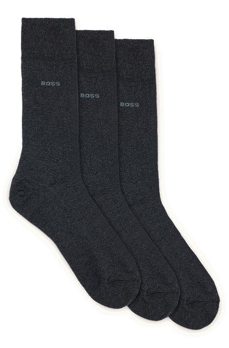 Three-pack of regular-length socks in stretch fabric, Dark Grey
