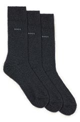 Conjunto de três pares de meias regulares em tecido elástico, Cinzento-escuro