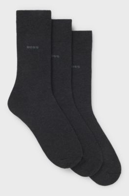 Three-pack of regular-length socks in stretch fabric, Dark Grey