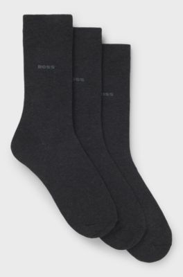 Three-pack of regular-length socks in stretch fabric, Dark Grey
