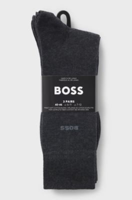 Three-pack of regular-length socks in stretch fabric, Dark Grey