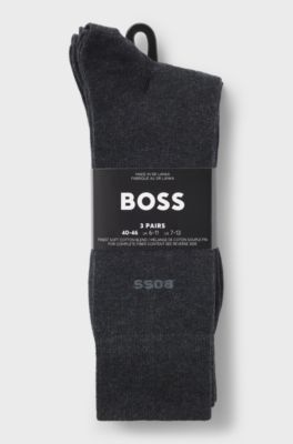 Three-pack of regular-length socks in stretch fabric, Dark Grey