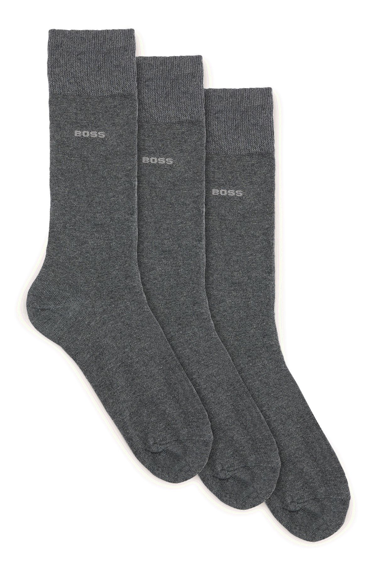 Three-pack of regular-length socks in stretch fabric, Grey