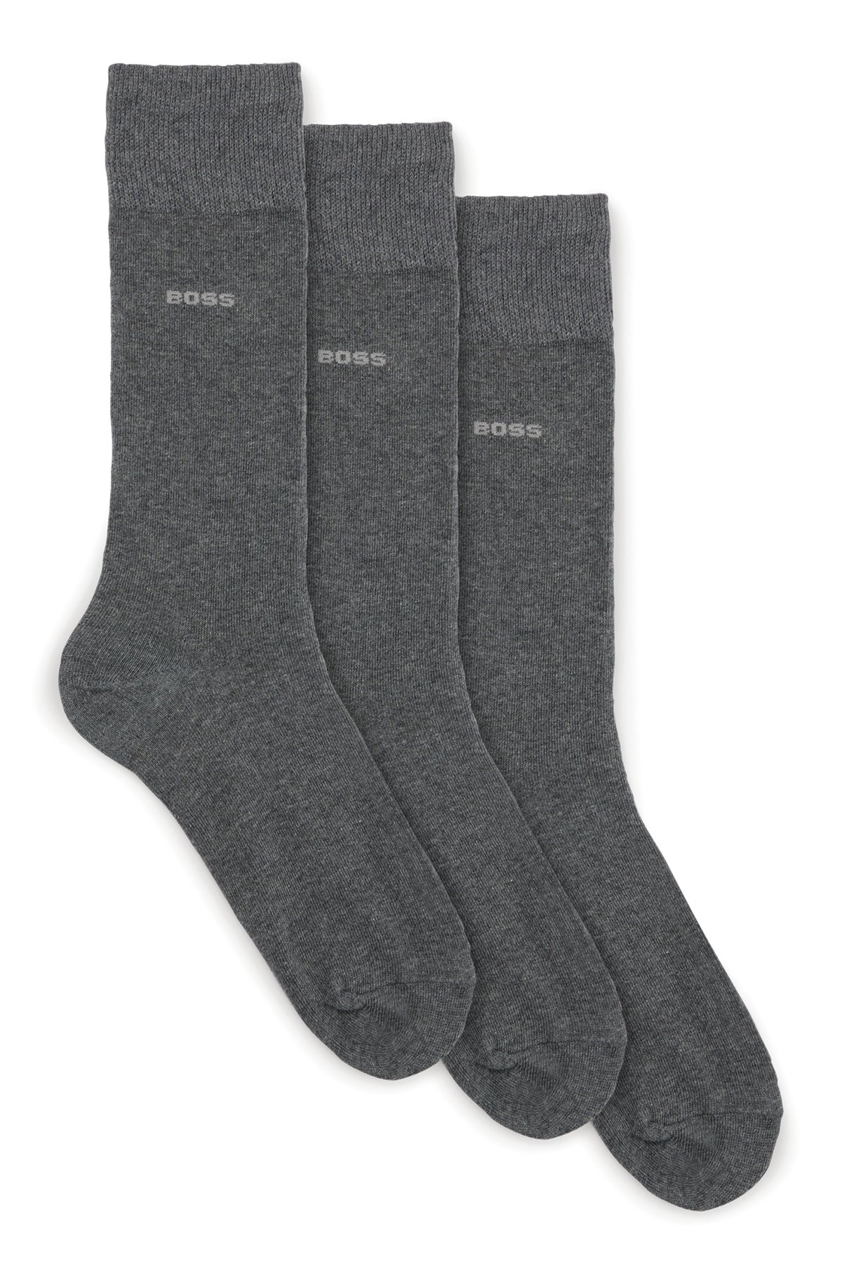 Conjunto de três pares de meias regulares em tecido elástico, Cinzento