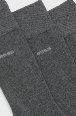 Three-pack of regular-length socks in stretch fabric, Grey
