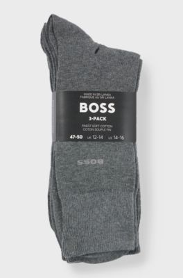 Three-pack of regular-length socks in stretch fabric, Grey