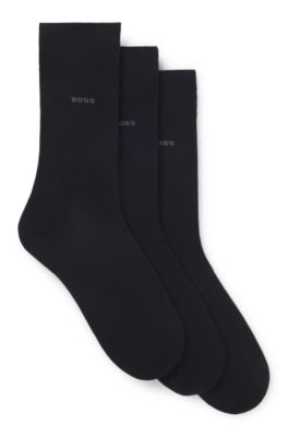 Three-pack of regular-length socks in stretch fabric, Dark Blue