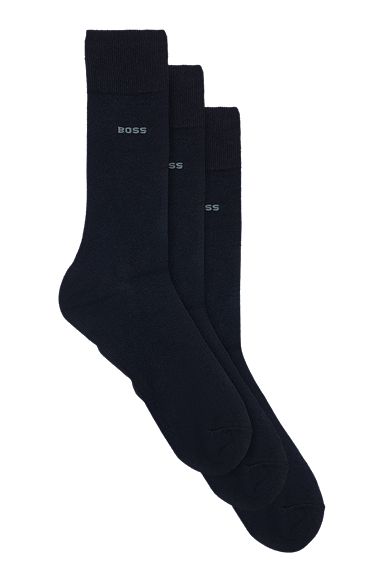 Dreier-Pack mittelhohe Socken aus Stretch-Gewebe, Dunkelblau
