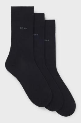 Three-pack of regular-length socks in stretch fabric, Dark Blue