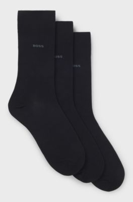 Three-pack of regular-length socks in stretch fabric, Dark Blue