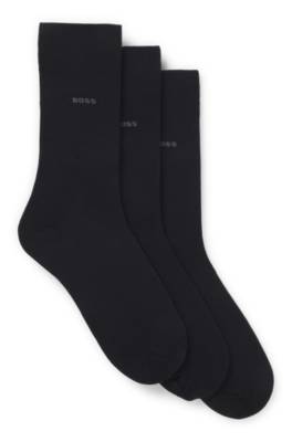 Hugo Boss Three-pack Of Regular-length Socks In Stretch Fabric In Blue