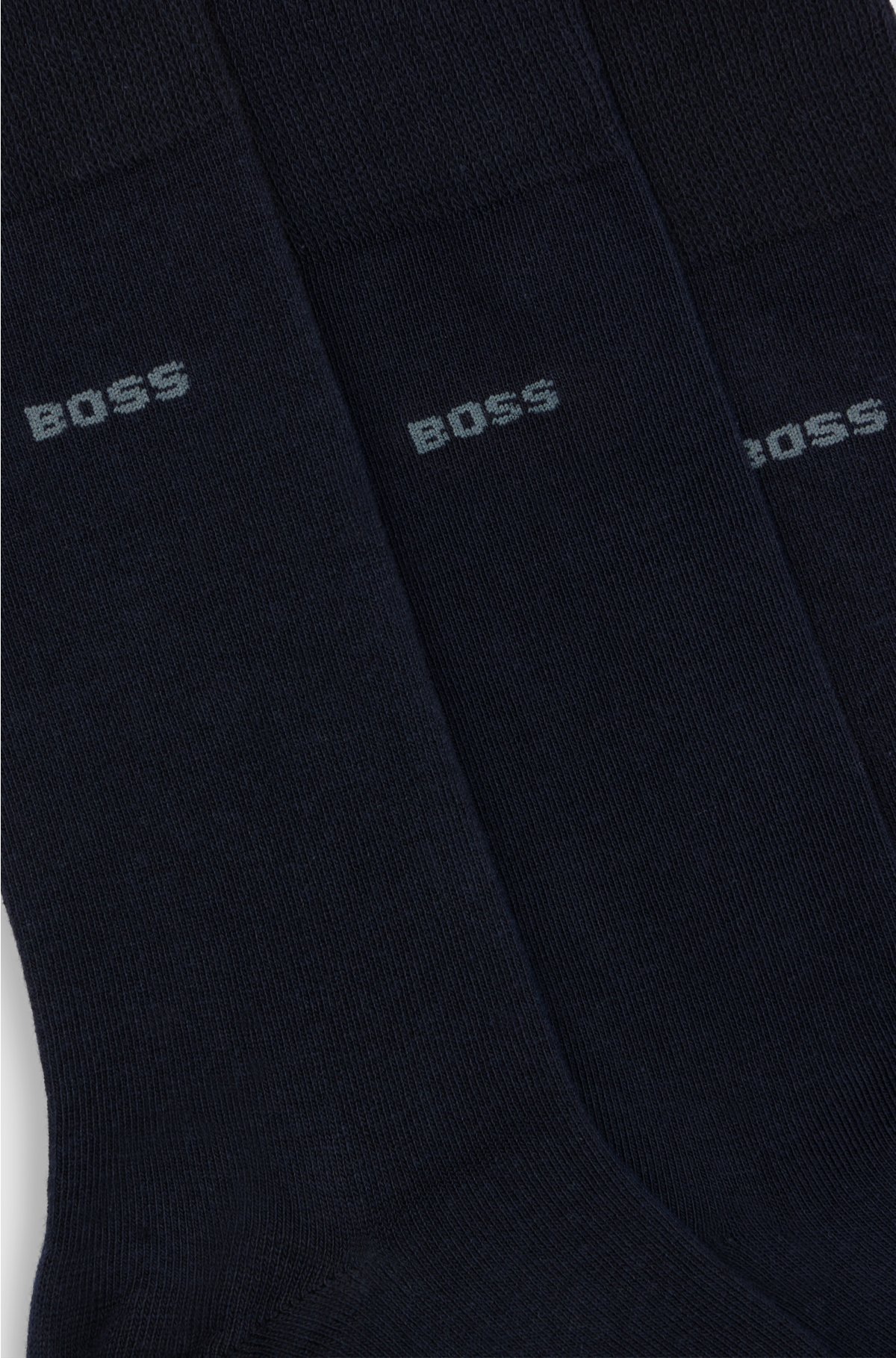 Three-pack of regular-length socks in stretch fabric, Dark Blue