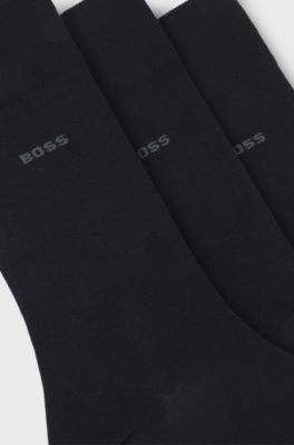 Three-pack of regular-length socks in stretch fabric, Dark Blue