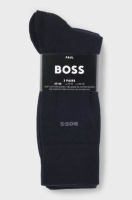 Three-pack of regular-length socks in stretch fabric, Dark Blue