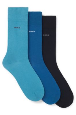 Three-pack of regular-length socks in stretch fabric, Blue