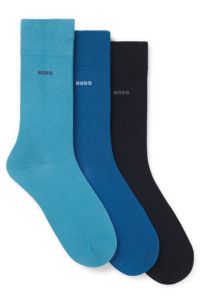 Three-pack of regular-length socks in stretch fabric, Blue
