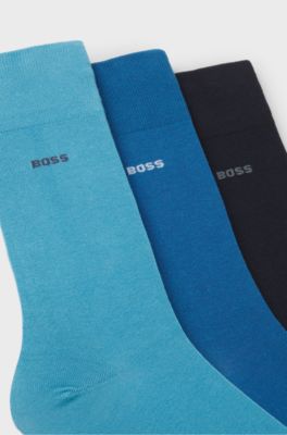 Three-pack of regular-length socks in stretch fabric, Blue