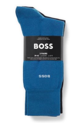 Three-pack of regular-length socks in stretch fabric, Blue