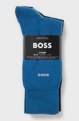 Three-pack of regular-length socks in stretch fabric, Blue