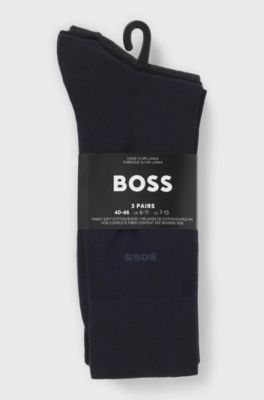 Lot de trois paires de chaussettes mi-mollet en maille stretch, Noir / Gris / Bleu