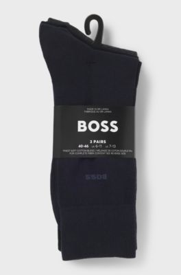 Three-pack of regular-length socks in stretch fabric, Black / Grey / Blue
