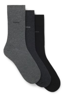 Three-pack of regular-length socks in stretch fabric, Black / Grey
