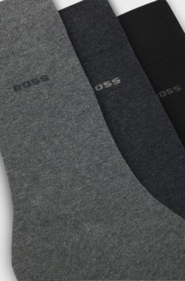 Three-pack of regular-length socks in stretch fabric, Black / Grey