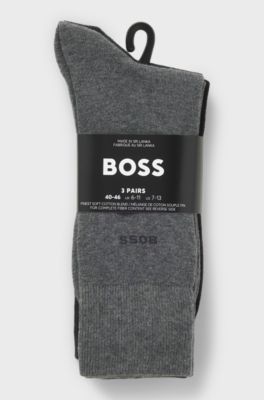 Lot de trois paires de chaussettes mi-mollet en maille stretch, Noir / Gris