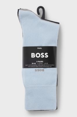 Three-pack of regular-length socks in stretch fabric, Blue / Grey