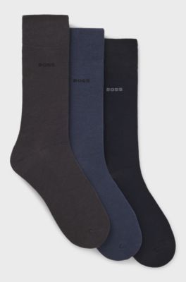 Three-pack of regular-length socks in stretch fabric, Patterned
