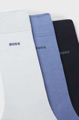 Dreierpack mittelhohe Socken aus Stretch-Gewebe, Schwarz / Wei&szlig; / Blau